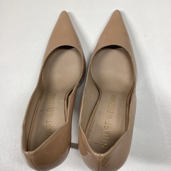 Stuart Weitzman Beige Patent Leather Pointed Toe Heels Size 9.5 - Picture 13 of 14